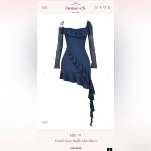 KIKI French Navy Ruffle Mini Dress Size: L